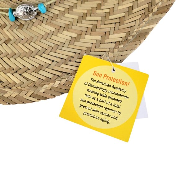 Natural Woven Straw Cowboy Hat With Beaded Trim By Broner Ladies One Size - Picture 7 of 8